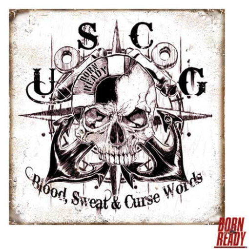 USCG blood sweat and curse words vintage sign
