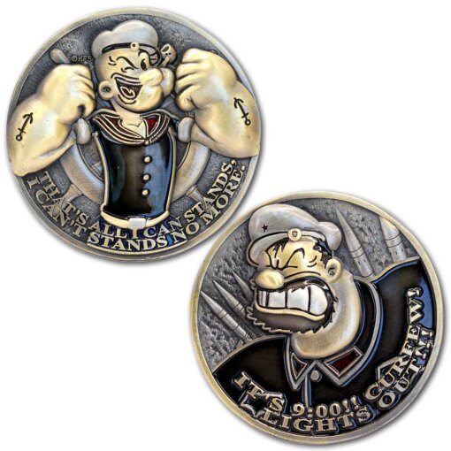 Popeye Bluto Anti-Commi Flip Coast Guard Challenge Coin
