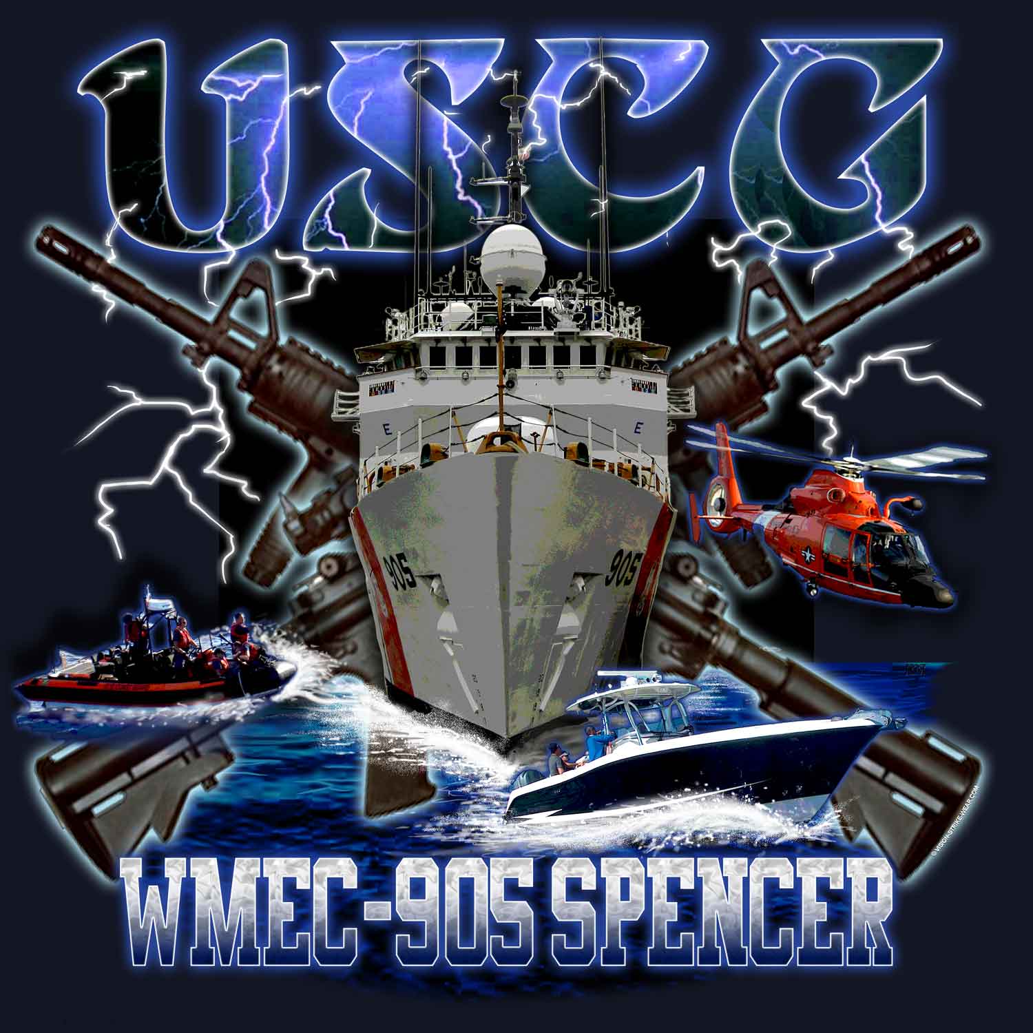 USCG WMEC-905 SPENCER Coast Guard Veteran 3-18 Inch Custom Decal Sticker
