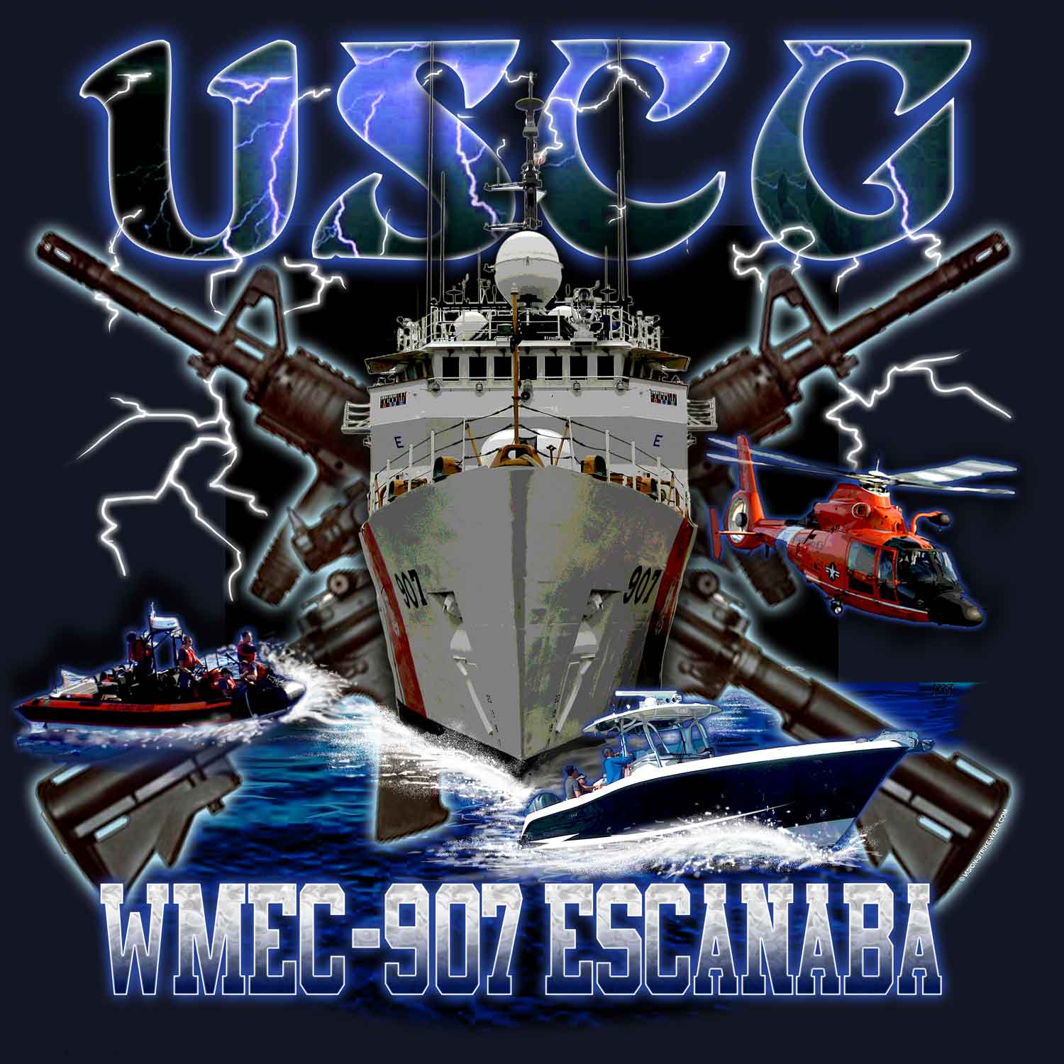 USCG WMEC-907 ESCANABA Coast Guard Veteran 3-18 Inch Custom Decal Sticker
