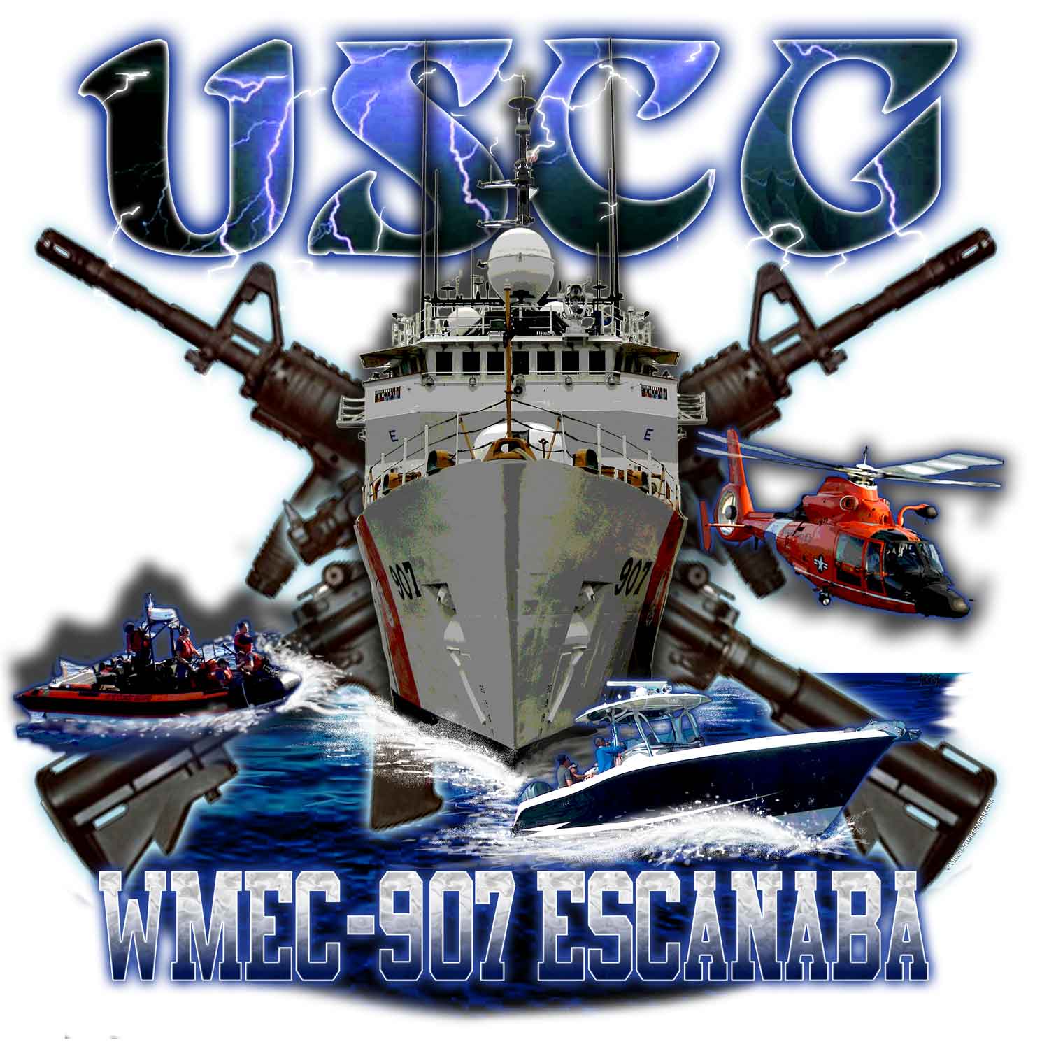 USCG WMEC-907 ESCANABA Coast Guard Veteran 3-18 Inch Custom Decal Sticker
