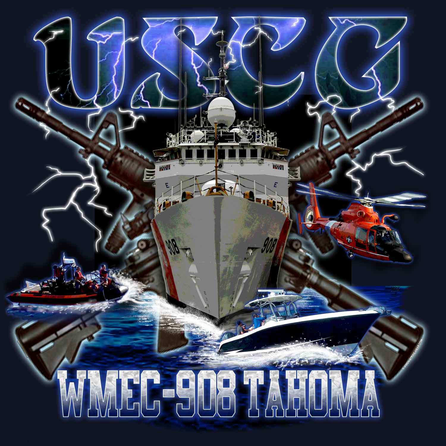 USCG WMEC-908 TAHOMA Coast Guard Veteran 3-18 Inch Custom Decal Sticker