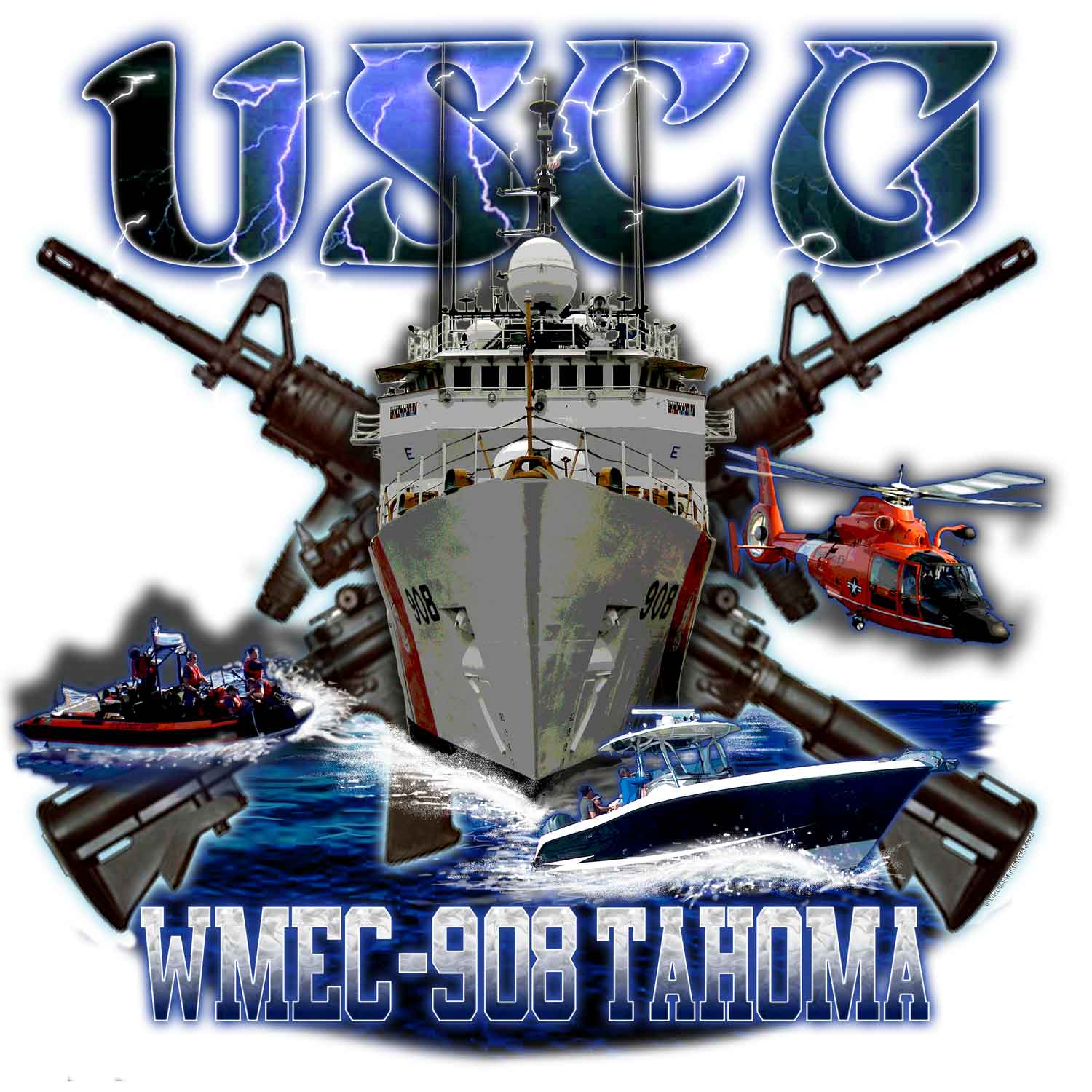 USCG WMEC-908 TAHOMA Coast Guard Veteran 3-18 Inch Custom Decal Sticker
