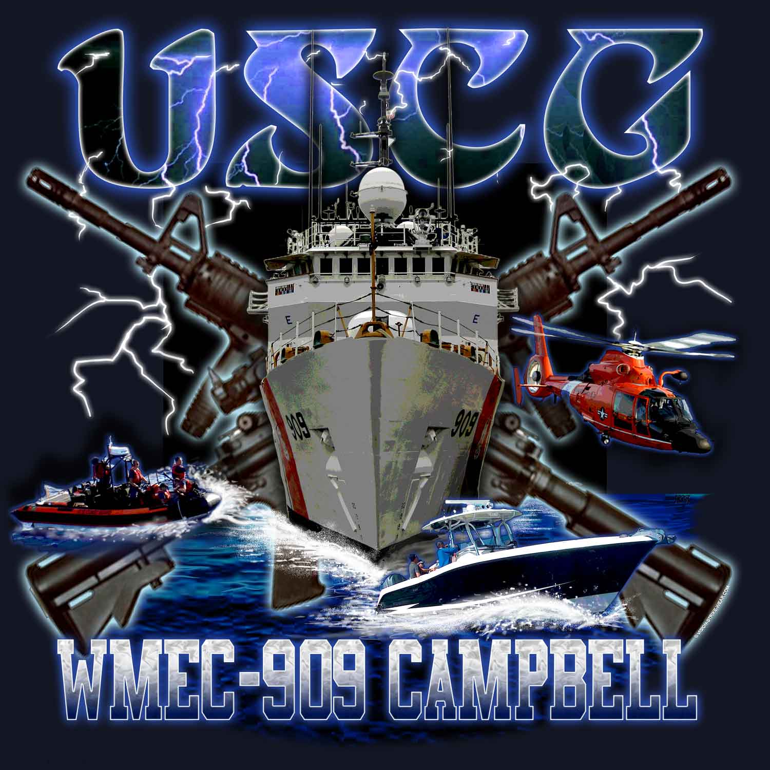 USCG WMEC-909 CAMPBELL Coast Guard Veteran 3-18 Inch Custom Decal Sticker