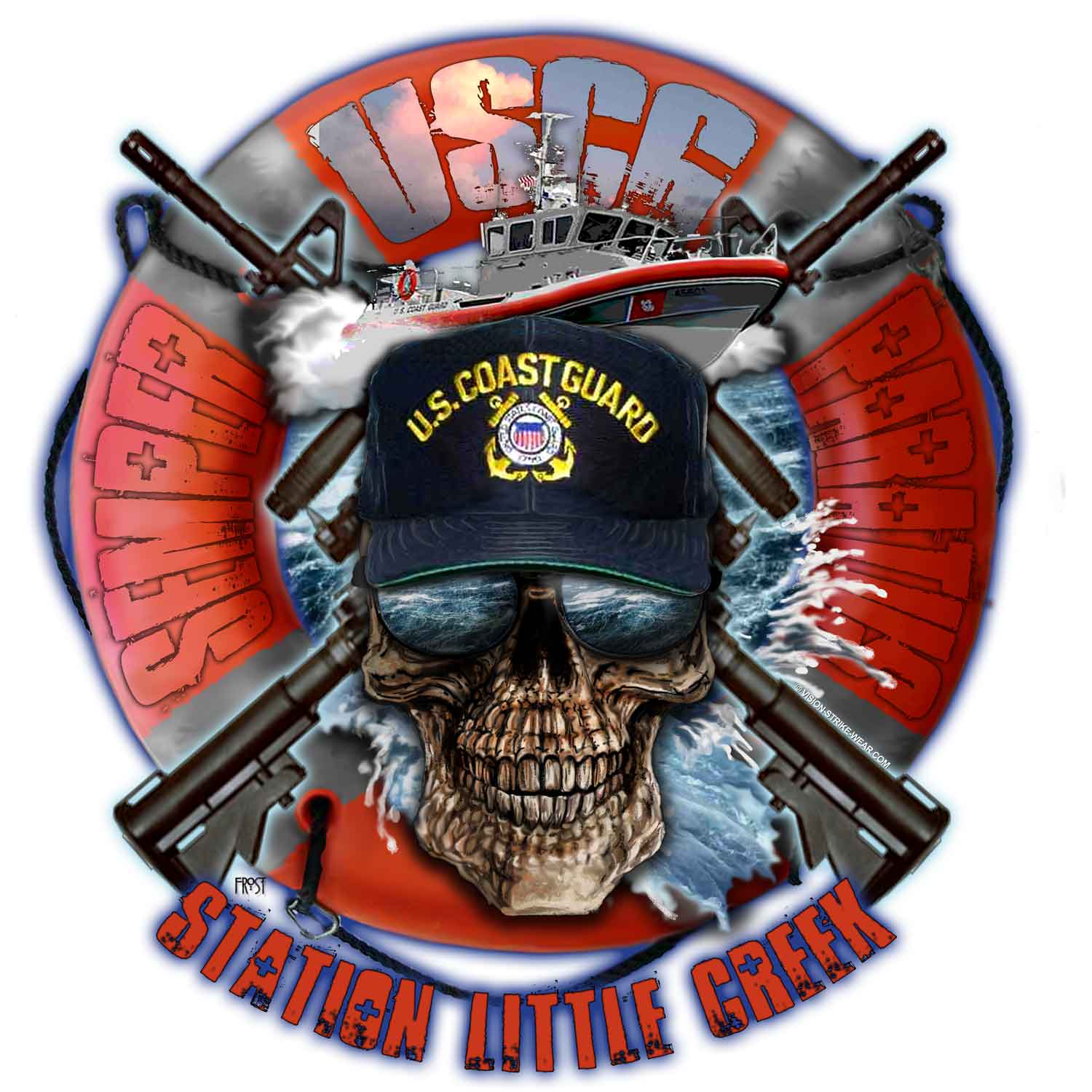 USCG Station Little Creek Semper Paratus Coast Guard Veteran 3-18 Inch Custom Decal Sticker