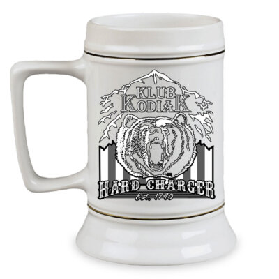 Kodiak Klub Hard Charger Coast Guard Veteran 28 oz Ceramic Beer Drinking Stein