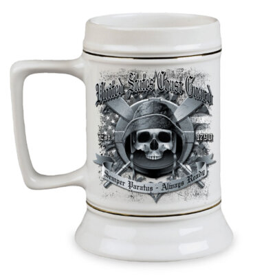 US Coast Guard Semper Paratus Always Ready Veteran 28 oz Ceramic Beer Drinking Stein
