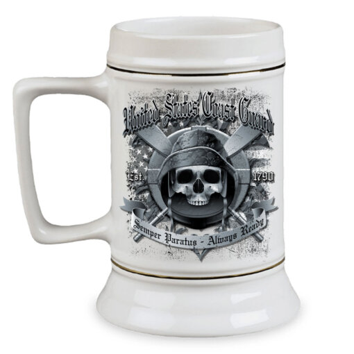 US Coast Guard Semper Paratus Always Ready Veteran 28 oz Ceramic Beer Drinking Stein