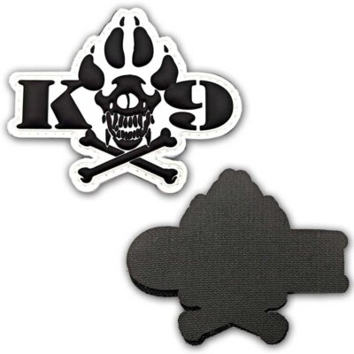 K9 Veteran Dog Skull and Crossed Bones Glow in The Dark Morale 3.5" PVC Patch