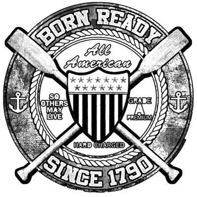 USCG Born Ready All American Coast Guard Veteran 3-18 Inch Custom Decal Sticker