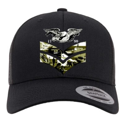 2nd Class Petty Officer Rank Coast Guard Veteran Black Retro Trucker Cap