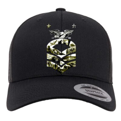 Master Chief Officer Rank Coast Guard Veteran Black Retro Trucker Cap