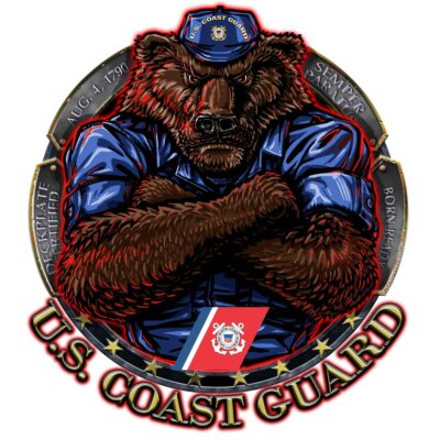 US Coast Guard Kodiak Bear Semper Paratus Veteran 3-18 Inch Custom Decal Sticker