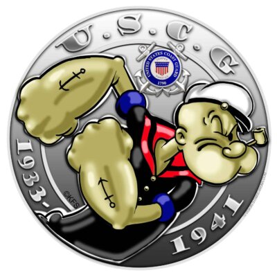 USCG Popeye 1933-1941 Coast Guard Veteran 3-18 Inch Custom Decal Sticker
