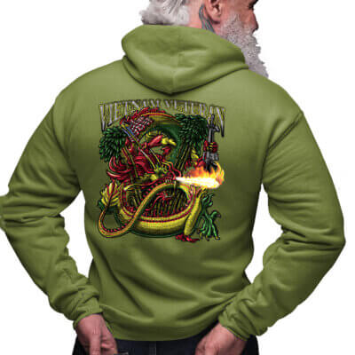 Vietnam War Veteran Ribbon Dragon and M16 Coast Guard Custom Hoodie