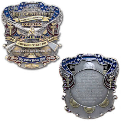 US Constitution Oath Coast Guard Veteran Custom Engraved Challenge Coin