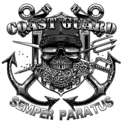 Coast Guard Semper Paratus Deadly Waters Veteran 3-18 Inch Custom Decal Sticker