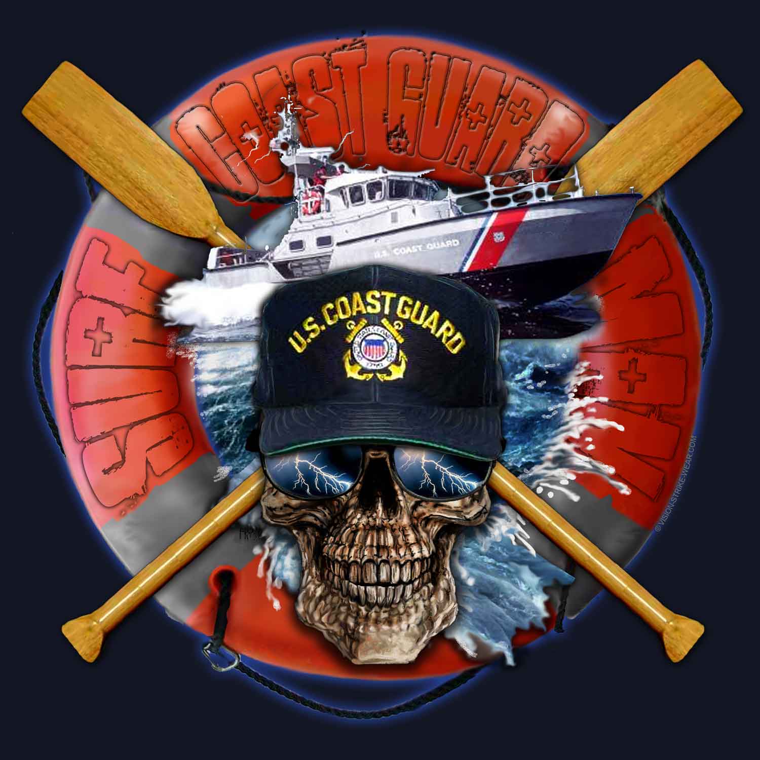 Surfman 47ft MLB Coast Guard Veteran 3-18 Inch Custom Decal Sticker